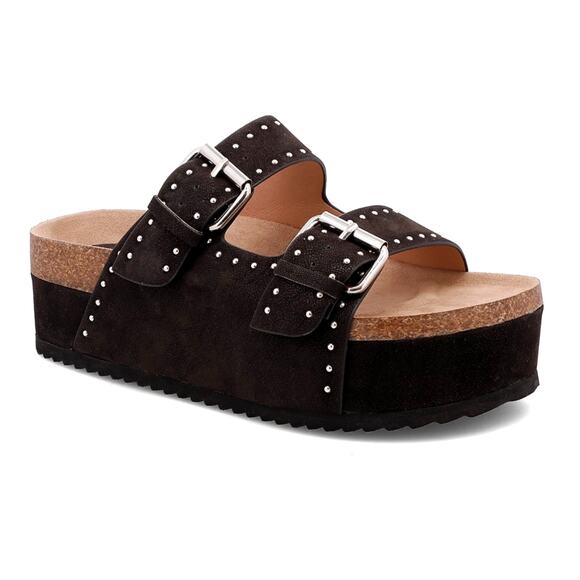 Mia Brookie Platform Sandals with Studs Black Brus size 8 - Picture 1 of 4